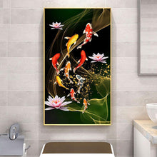 Charger l&#39;image dans la galerie, 45x85cm koi lotus de poisson - diamant rond complet - 45x85cm
