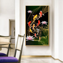 Charger l&#39;image dans la galerie, 45x85cm koi lotus de poisson - diamant rond complet - 45x85cm
