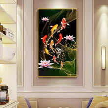 Charger l&#39;image dans la galerie, 45x85cm koi lotus de poisson - diamant rond complet - 45x85cm
