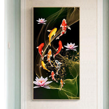 Charger l&#39;image dans la galerie, 45x85cm koi lotus de poisson - diamant rond complet - 45x85cm
