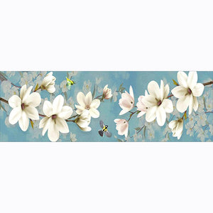 80x30cm fleur de prune blanche - diamant rond complet - 80x30cm