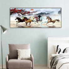 Charger l&#39;image dans la galerie, 100x50cm neuf chevaux de course - diamant rond complet - 100x50cm
