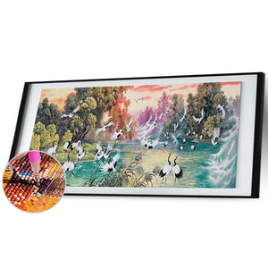 Flocks de grue - diamant rond complet - 80x30cm
