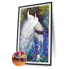 Charger l&#39;image dans la galerie, Peafowl blanc - diamant rond complet - 45x85cm
