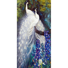 Charger l&#39;image dans la galerie, Peafowl blanc - diamant rond complet - 45x85cm
