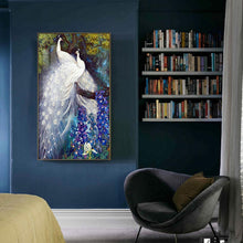 Charger l&#39;image dans la galerie, Peafowl blanc - diamant rond complet - 45x85cm
