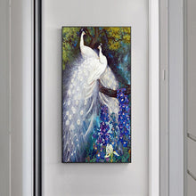 Charger l&#39;image dans la galerie, Peafowl blanc - diamant rond complet - 45x85cm
