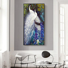 Charger l&#39;image dans la galerie, Peafowl blanc - diamant rond complet - 45x85cm
