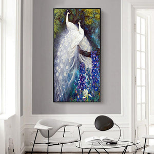 Peafowl blanc - diamant rond complet - 45x85cm