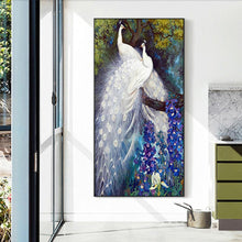 Charger l&#39;image dans la galerie, Peafowl blanc - diamant rond complet - 45x85cm
