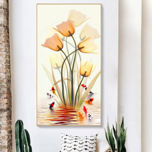Fleurs de poisson - diamant rond complet - 45x85cm