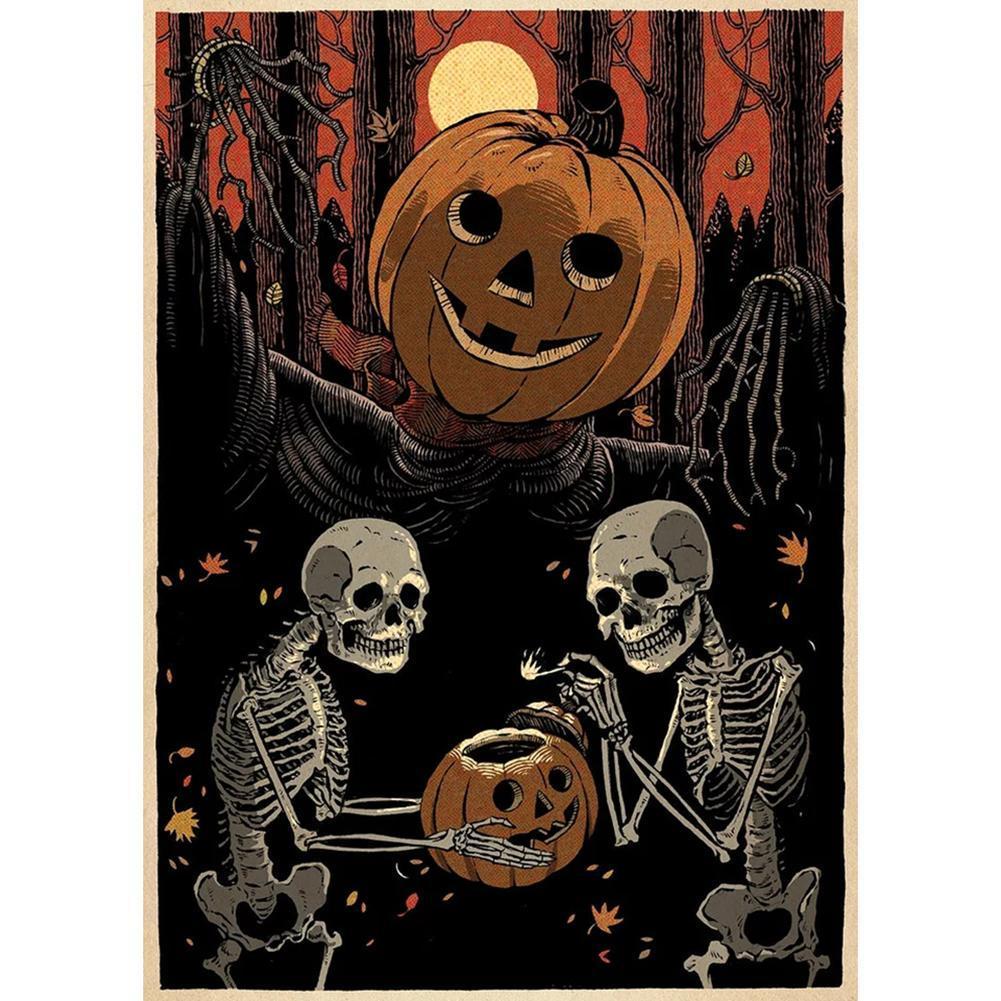 Halloween - diamant rond complet - 30x40cm