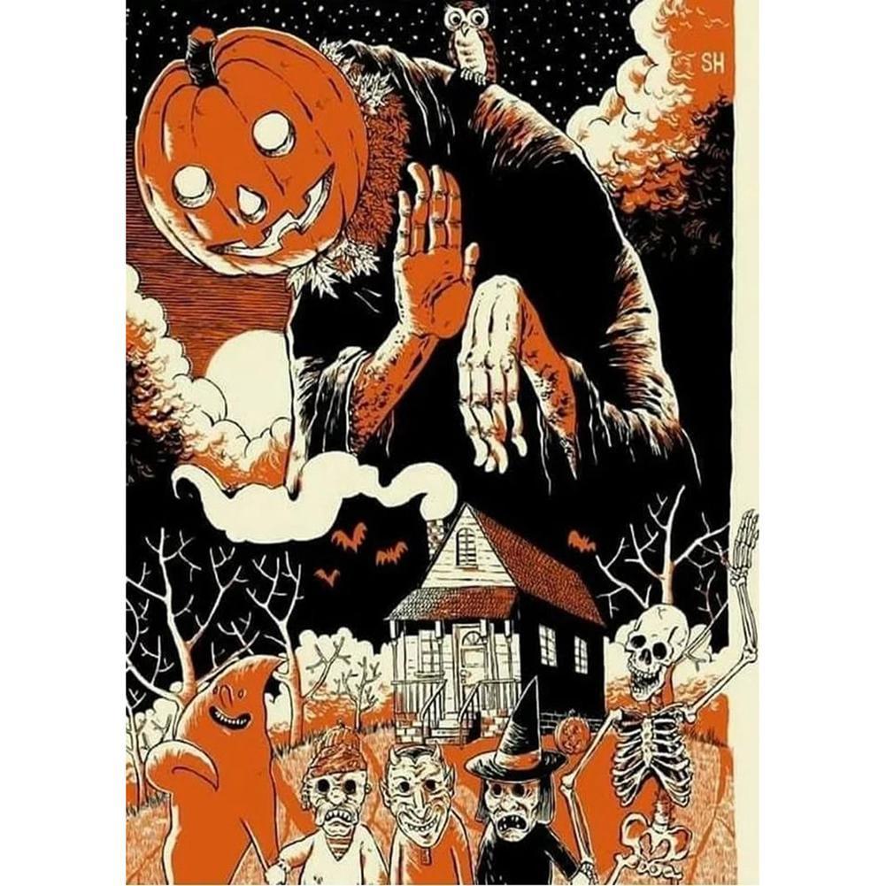 Halloween - diamant rond complet - 30x40cm