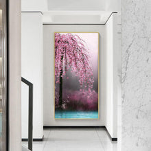 Charger l&#39;image dans la galerie, 45x85cm arbre à fleurs roses - diamant rond complet - 45x85cm
