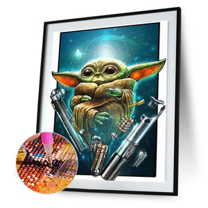 Yoda - diamant rond complet - 30x40cm