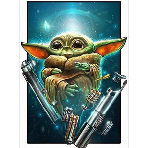 Yoda - diamant rond complet - 30x40cm