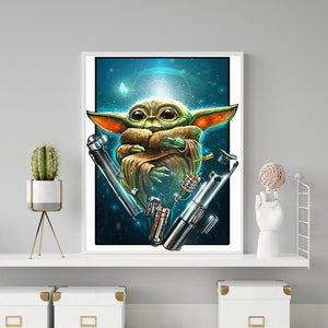 Yoda - diamant rond complet - 30x40cm