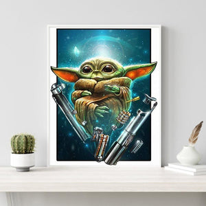 Yoda - diamant rond complet - 30x40cm