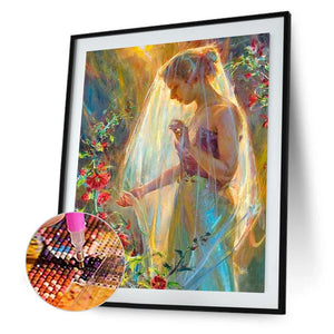 Fille de mariage - diamant rond complet - 30x40cm