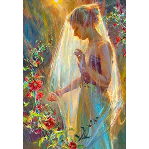 Fille de mariage - diamant rond complet - 30x40cm