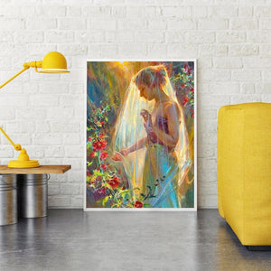 Fille de mariage - diamant rond complet - 30x40cm