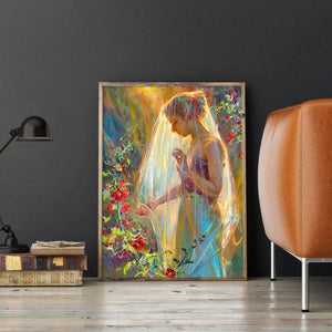 Fille de mariage - diamant rond complet - 30x40cm