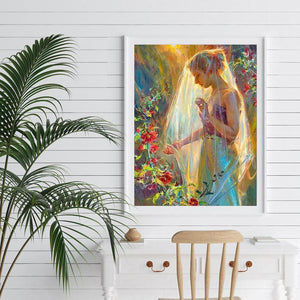 Fille de mariage - diamant rond complet - 30x40cm