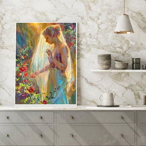 Fille de mariage - diamant rond complet - 30x40cm