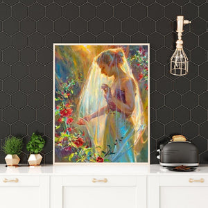 Fille de mariage - diamant rond complet - 30x40cm