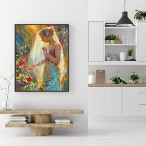 Fille de mariage - diamant rond complet - 30x40cm