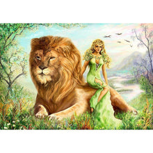 Charger l&#39;image dans la galerie, Couleur de beauté de lion - diamant rond complet - 40x30cm
