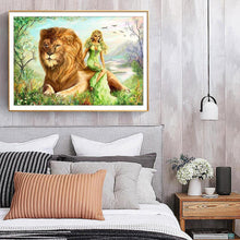 Charger l&#39;image dans la galerie, Couleur de beauté de lion - diamant rond complet - 40x30cm
