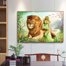 Charger l&#39;image dans la galerie, Couleur de beauté de lion - diamant rond complet - 40x30cm
