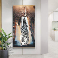 Charger l&#39;image dans la galerie, Chat - diamant rond complet - 45x85cm
