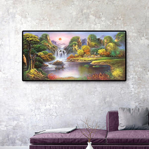 Paysage - diamant rond complet - 100x50cm