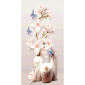 45x85cm vase mangnolia - diamant rond complet - 45x85cm