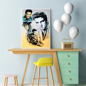 Elvis chanteur - diamant rond complet - 40x50cm