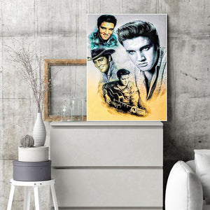 Elvis chanteur - diamant rond complet - 40x50cm