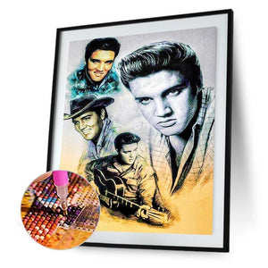 Elvis chanteur - diamant rond complet - 40x50cm