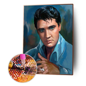 Portrait d’Elvis - diamant rond complet - 30x40cm