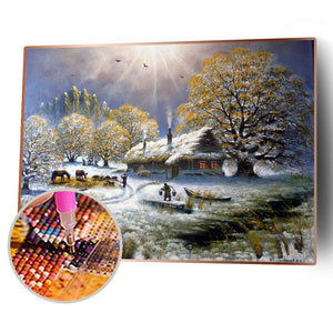 Snowscape - diamant rond complet - 40x30cm