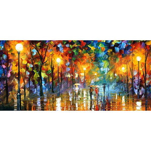 Vue de nuit de rue - diamant rond complet - 80x40cm