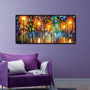 Vue de nuit de rue - diamant rond complet - 80x40cm