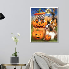 Charger l&#39;image dans la galerie, Chien de chat d’Halloween - diamant rond complet - 30x40cm

