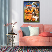 Charger l&#39;image dans la galerie, Chien de chat d’Halloween - diamant rond complet - 30x40cm
