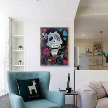 Charger l&#39;image dans la galerie, Crâne - diamant rond complet - 30x40cm
