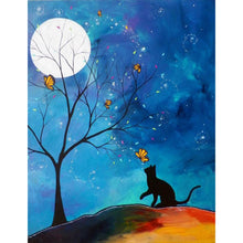Charger l&#39;image dans la galerie, Chat de lune - diamant rond plein - 30x40cm
