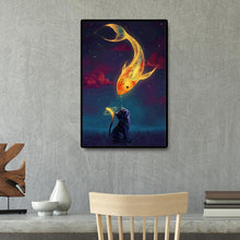 Charger l&#39;image dans la galerie, Poisson chanceux - diamant rond complet - 30x40cm
