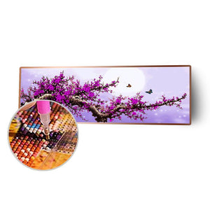 Arbre violet - diamant rond complet - 80x30cm