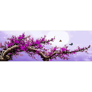 Arbre violet - diamant rond complet - 80x30cm